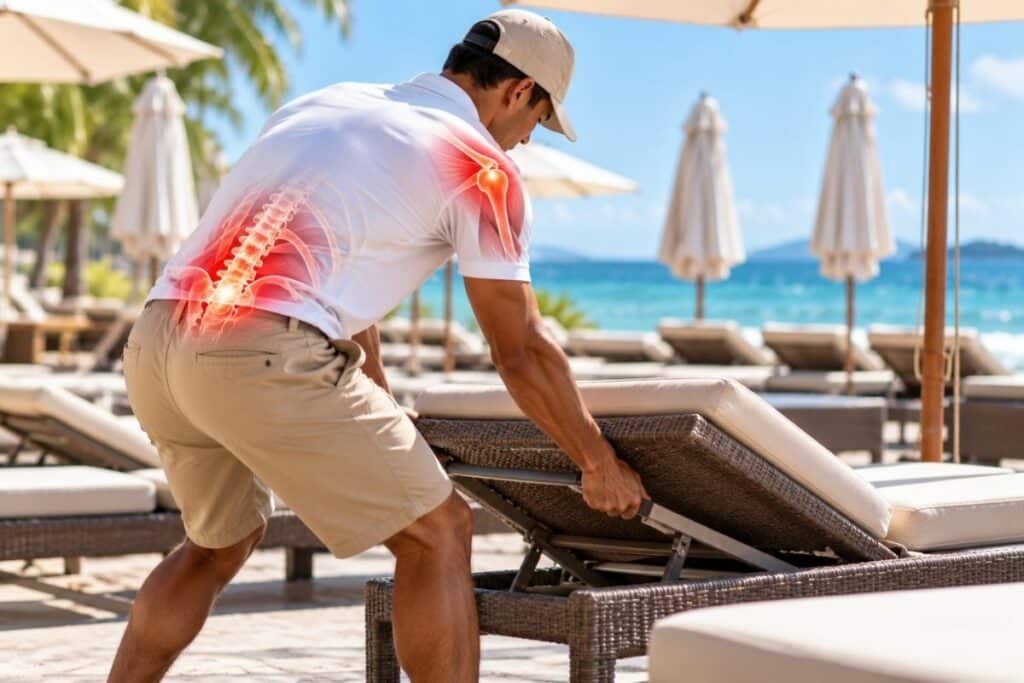 Poolside and Beach Club Staff: Why Repetitive Lounger Setup Wears the Same Way Every Shift